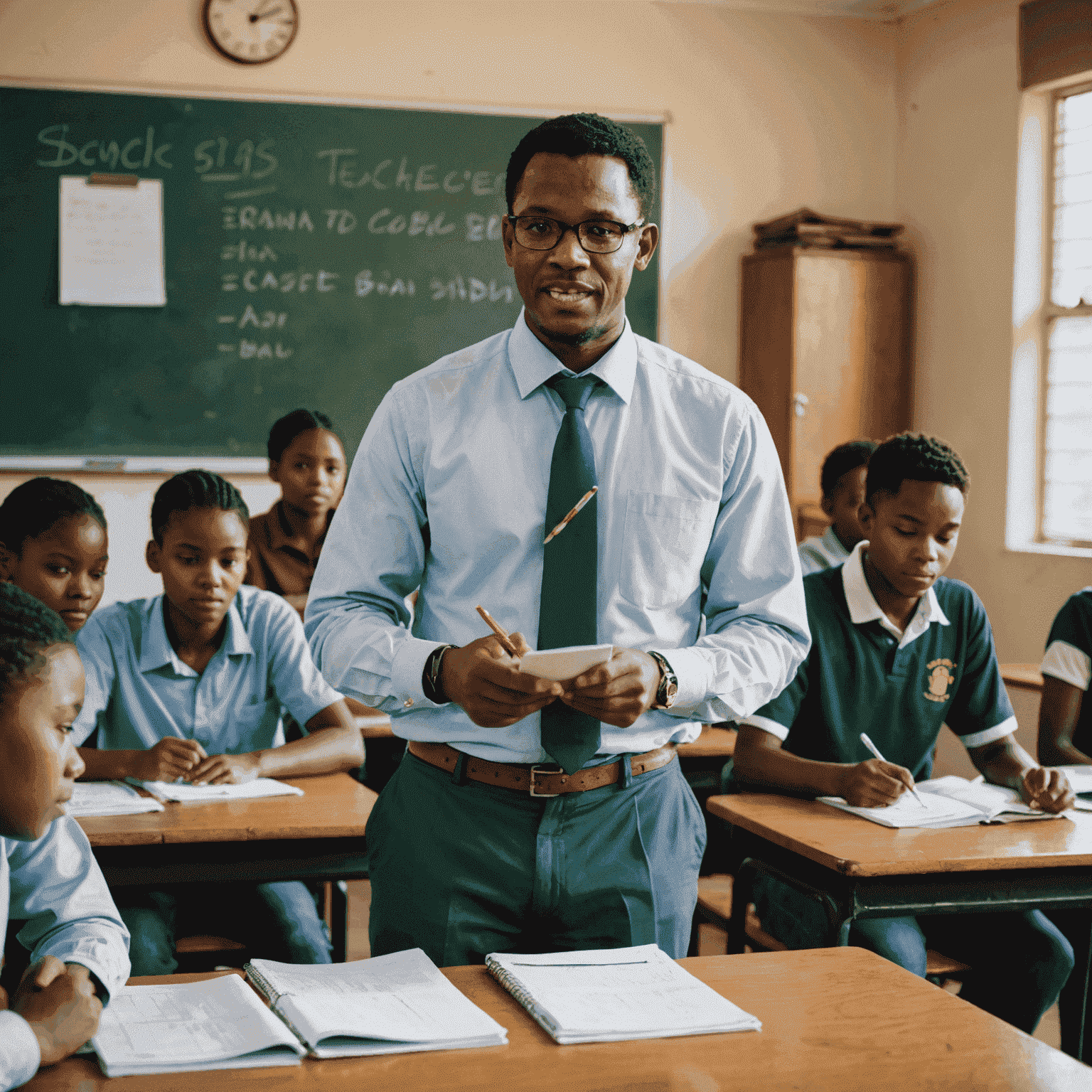 South African high school teacher leading a financial literacy class for his students